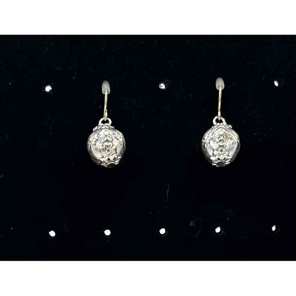 Textured Silver Tone Drop Earrings Sterling Silver Womens - Picture 1 of 3